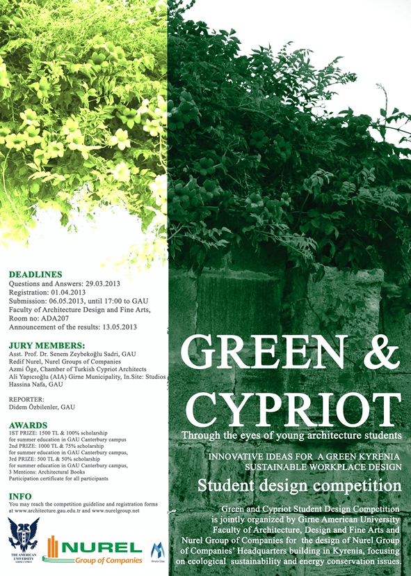 "GREEN & CYPRIOT: INNOVATIVE IDEAS FOR A GREEN KYRENIA - SUSTAINABLE WORKPLACE DESIGN" STUDENT COMPETITION