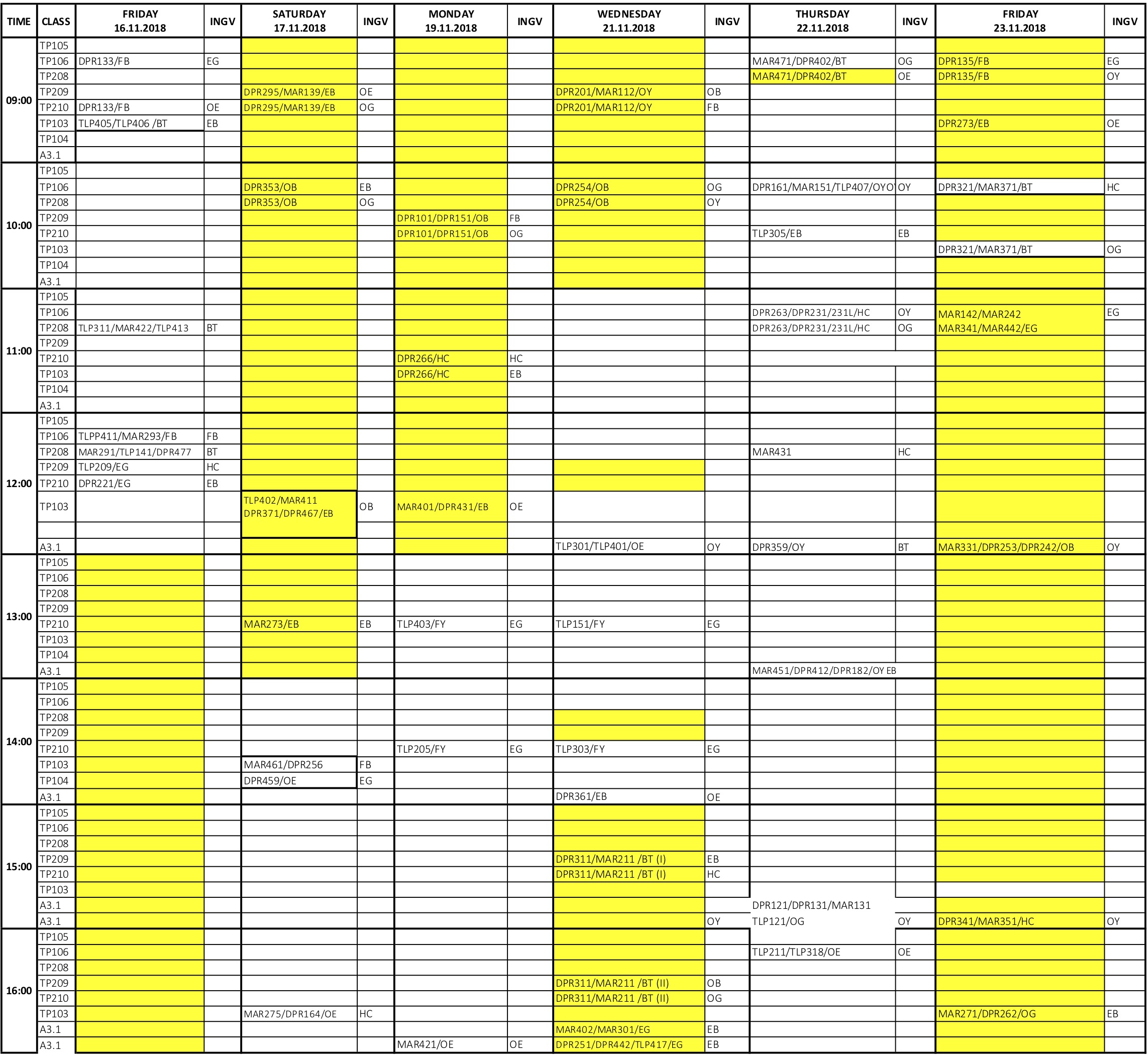 Vize zaman cizelgesi/time table of mid-terms