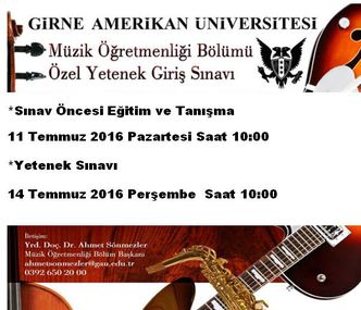 GAÜ Müzik Öğretmenliği Yetenek Sınavı 14 Temmuz’da Gerçekleşecek