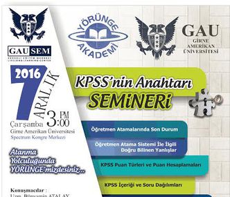 GAUSEM INVITES YOU TO “THE KEY OF KPSS” SEMINAR TO UNLOCK THE KPSS