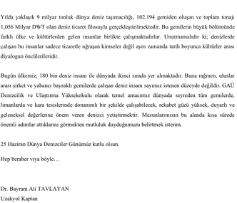 Dünya Denizciler Günümüz kutlu olsun!